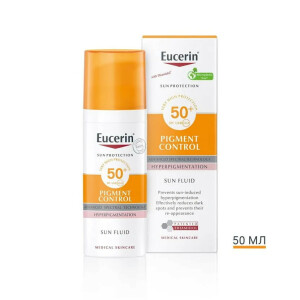 Eucerin Пігмент Контрол Сонцезахисний флюїд для обличчя для шкіри схильної до гіперпігментації з SPF50+, 50 мл