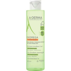 A-Derma Exomega Control гель для душу 2-в-1 пом'якшуючий для тіла та волосся, 200 мл