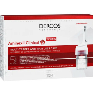 Vichy Dercos Aminexil Clinical 5 Комплексний засіб для волосся проти випадіння для жінок, 21 шт х 6 мл